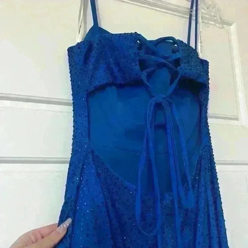 royal blue cinderella divine prom dress size 6 - Picture 9 of 14